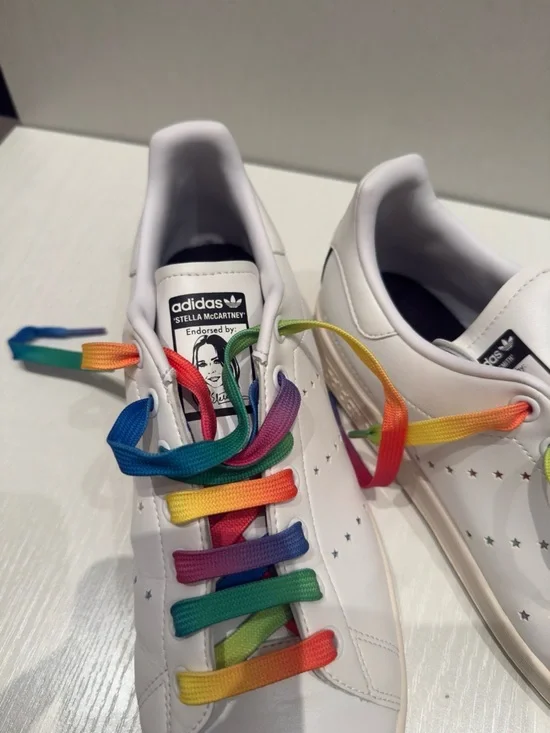 Adidas x Stella McCartney Stan Smith Sneakers Rainbow Laces White Size 9.5 Men - Picture 14 of 16
